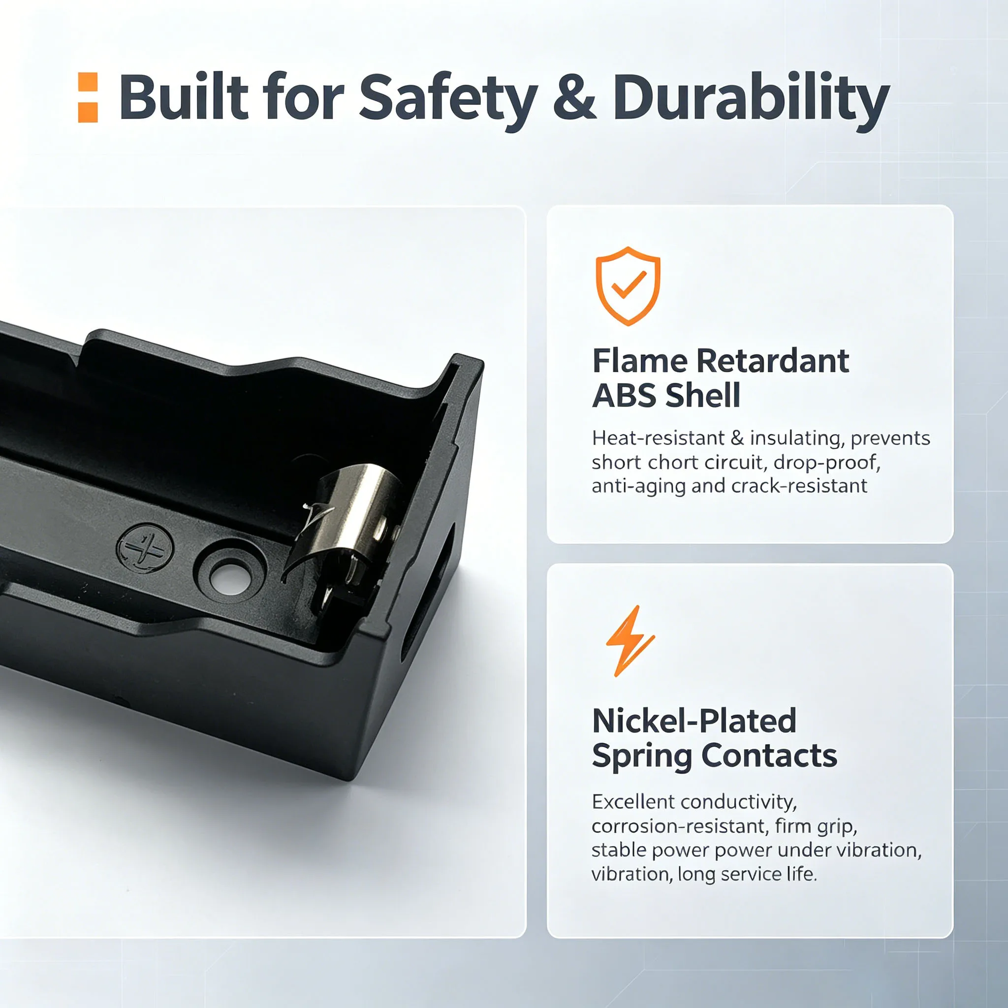Batteriebox aus Kunststoff, DIY-Batteriehalter, Aufbewahrungsbox für 1 einzelne 18650 3,7V Batterie (ohne Batterie) – Detail 2