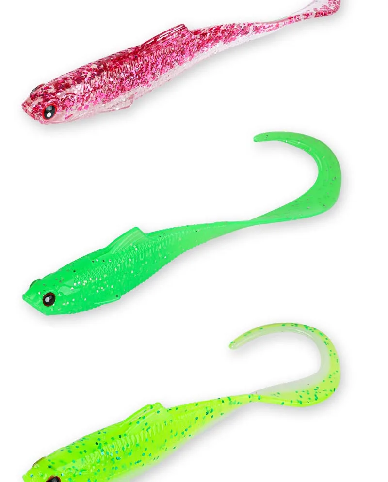 Curly Tail Grub Weichplastikköder für Barsch, Forelle & Panfish, Finesse Ribbon Tail Swimbait für Süßwasser-Angeln – Detail 12