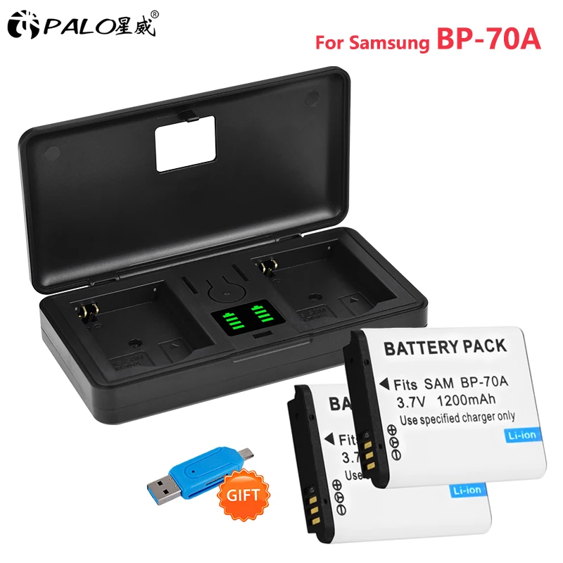 

1200mAh BP-70A BP 70A BP70A Battery with LCD Fast Charger Box for SAMSUNG AQ100 ES65 ES67 ES70 ES71 ES73 ES74 EA-BP70A IA-BP70A