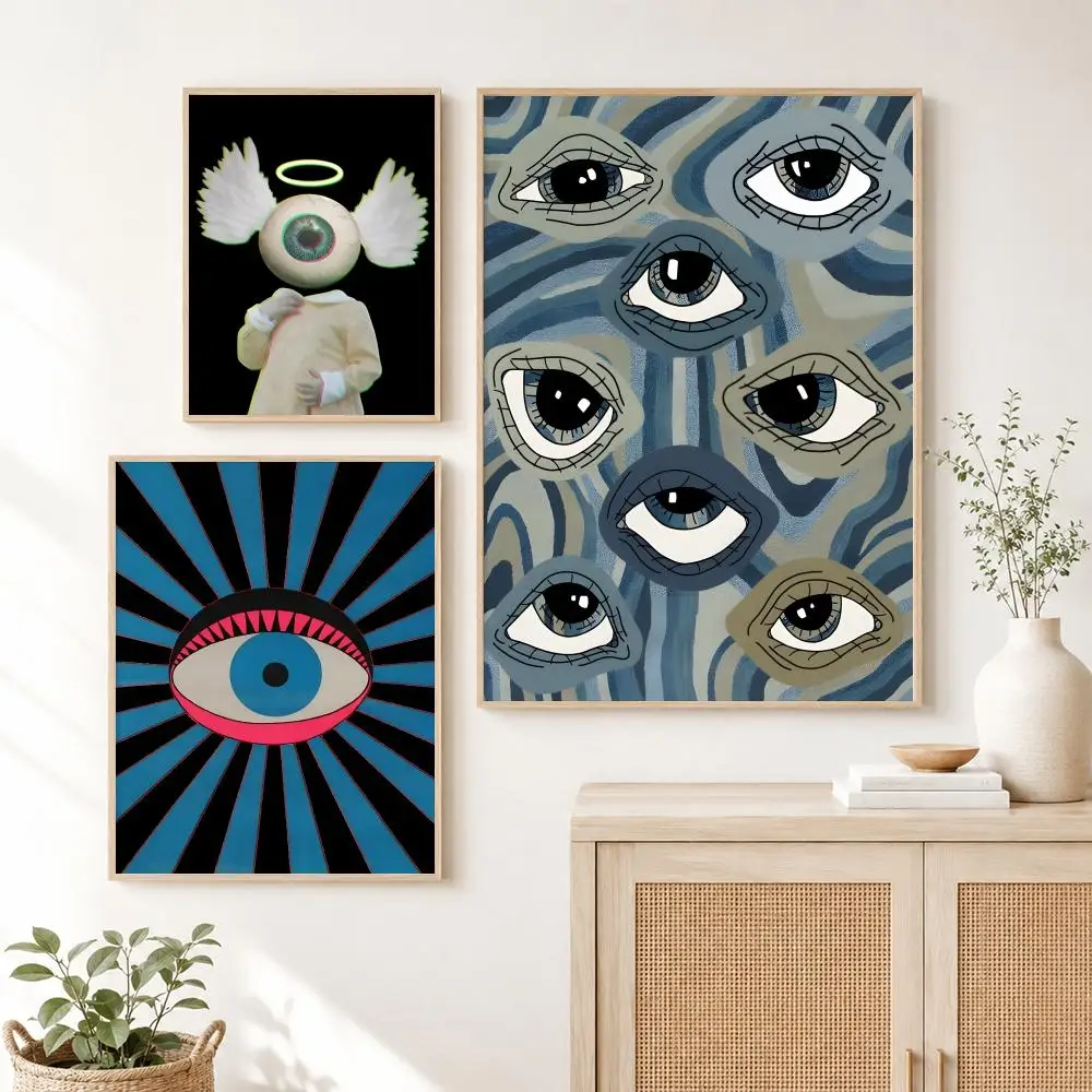 Ins Eyeballs Eye Cool Poster Self-adhesive Art Waterproof Paper Sticker Coffee House Dorm Room Wall Decor
