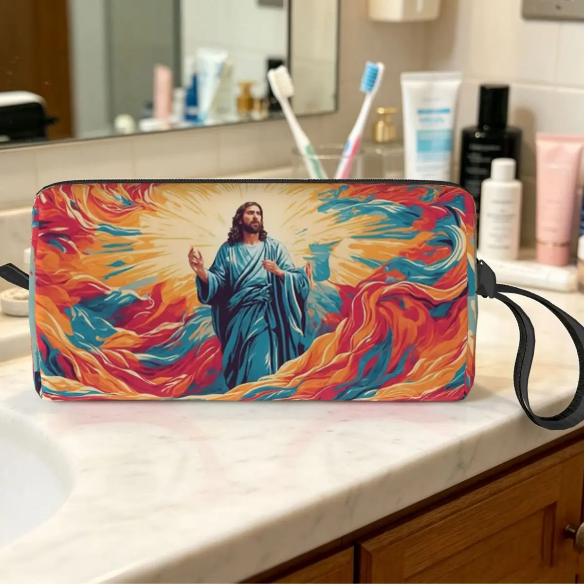 Resurrected Jesus Jesus Biblical References Makeup Bag Cosmetic Organizer Toiletry Cosmetic Bag Women Beauty Travel Pencil Case