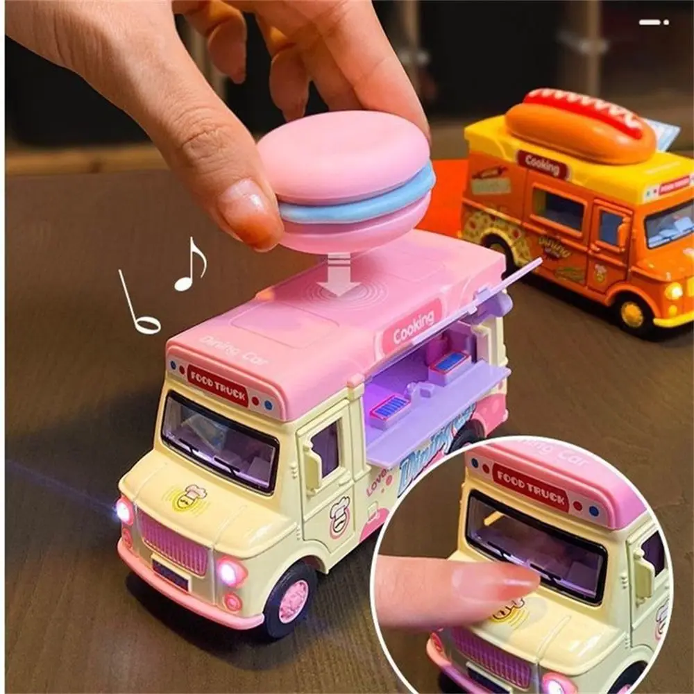 Burger Bus camión de comida juguete colores brillantes con música luz helado coche modelo vehículo educativo tirar hacia atrás coche regalo para niños