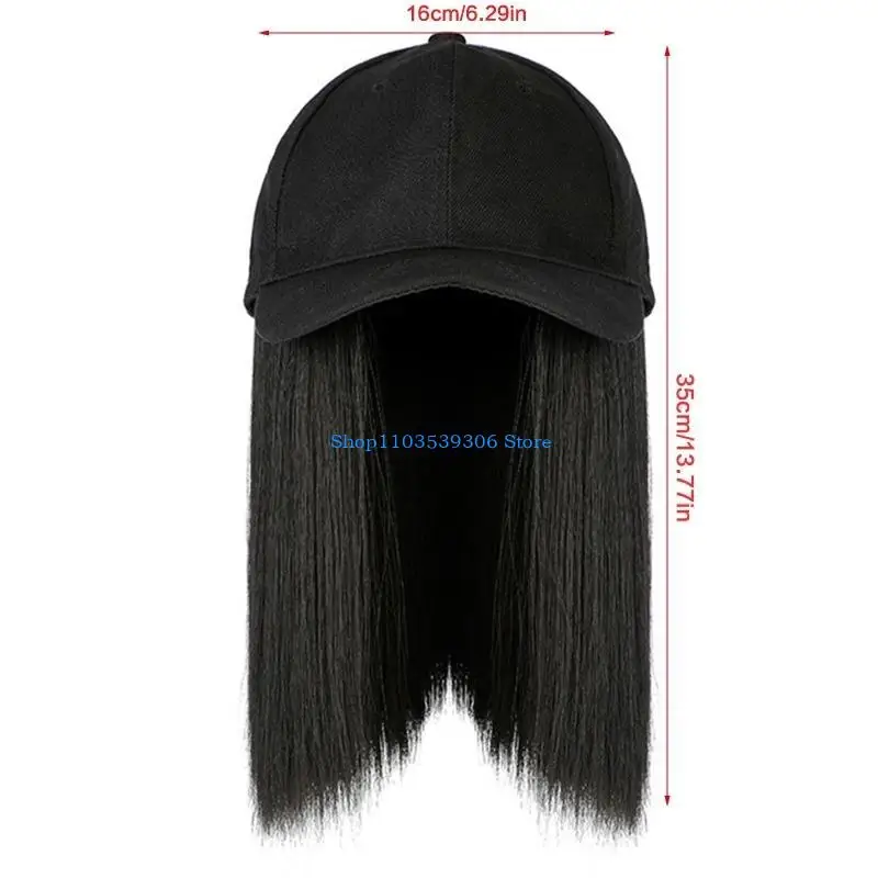 قبعة بيسبول صيفية بشعر طويل مستقيم للنساء من 400A مع شعر مستعار كامل لشركة Head Co #6