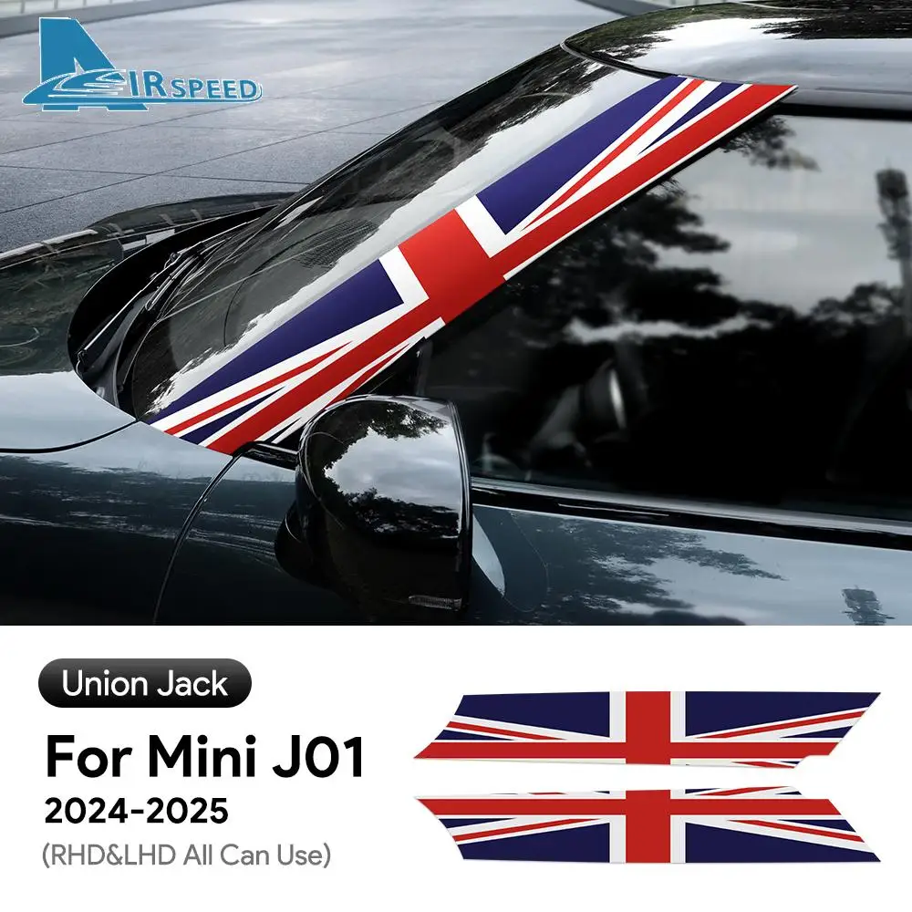 

For MINI Cooper J01 EV Electric 2024 2025 PVC A Pillars Sticker 2pcs Union Jack Exterior Car Stickers Styling