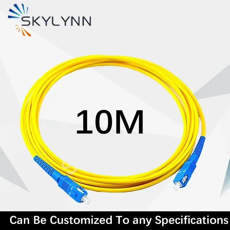 10 peças 10m sc/UPC-SC/upc monomodo g652d 3.0mm 9/125 cabo de remendo de fibra óptica lszh revestimento amarelo personalizável 1m 2m 3m 5m 10m