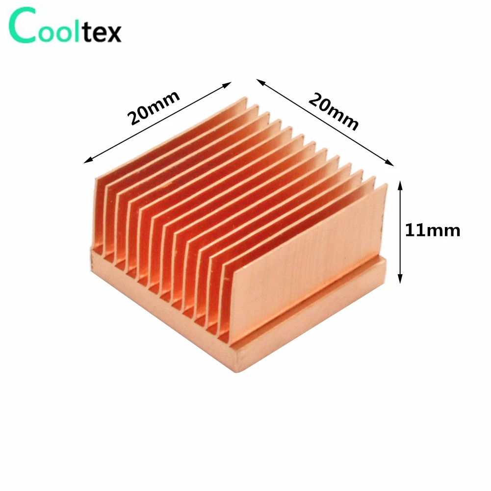 2pcs Pure Copper Heatsink 20x20x11mm Small Heat Sink Radiator For Raspberry pi Electronic Chip MOS IC 3D printer Cooling Cooler