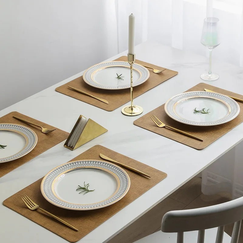 Premium dining table leather texture placemats are dirt and water resistant