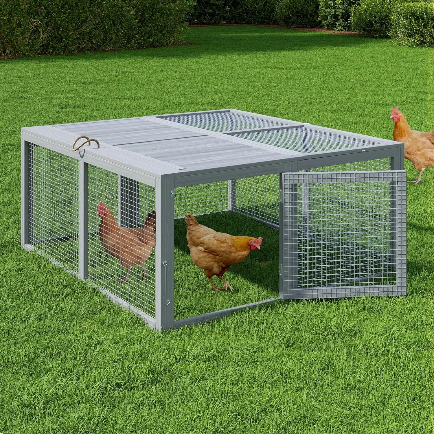 

Складной портативный деревянный курятник для бега без сборки, хижина для кролика с защитой от хищника, сетка для наружного использования в помещении