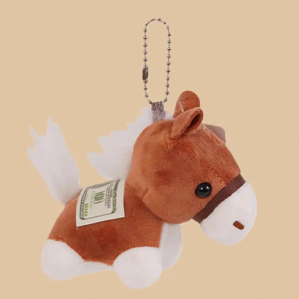 Kopieer geld paarden pluche pop tas hangende ornamenten paard gevulde sleutelhanger charmes sleutelhanger pluche paarden speelgoed paard partij gunst