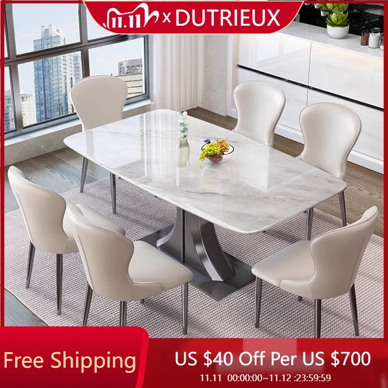 

Marble Mobile Dining Table Coffee Restaurant Study Kitchen Luxury Gaming Dining Table Lounge Mesas De Comedor Home Furniture