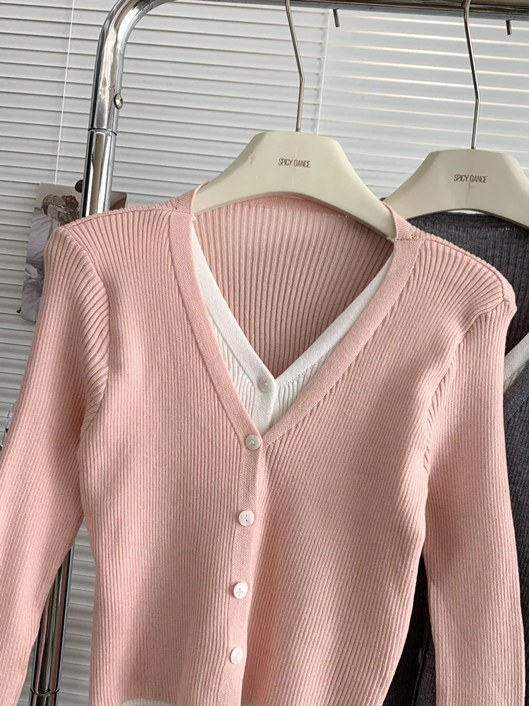 Color Blo Loose Fit Women's Knitwear ort Base Layer Top Slimming Design Autumn Faion Sweater Separate Look Faionable