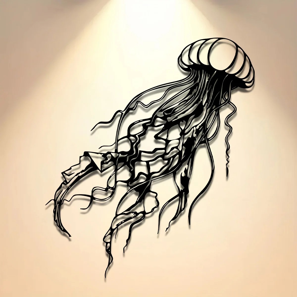 Metall-Wandkunst Quallen Ozean Schwarz Eisen Rustikale Hängende Elegante Skulptur für Wohnzimmer Terrasse Hochzeit Weihnachtsgeschenk