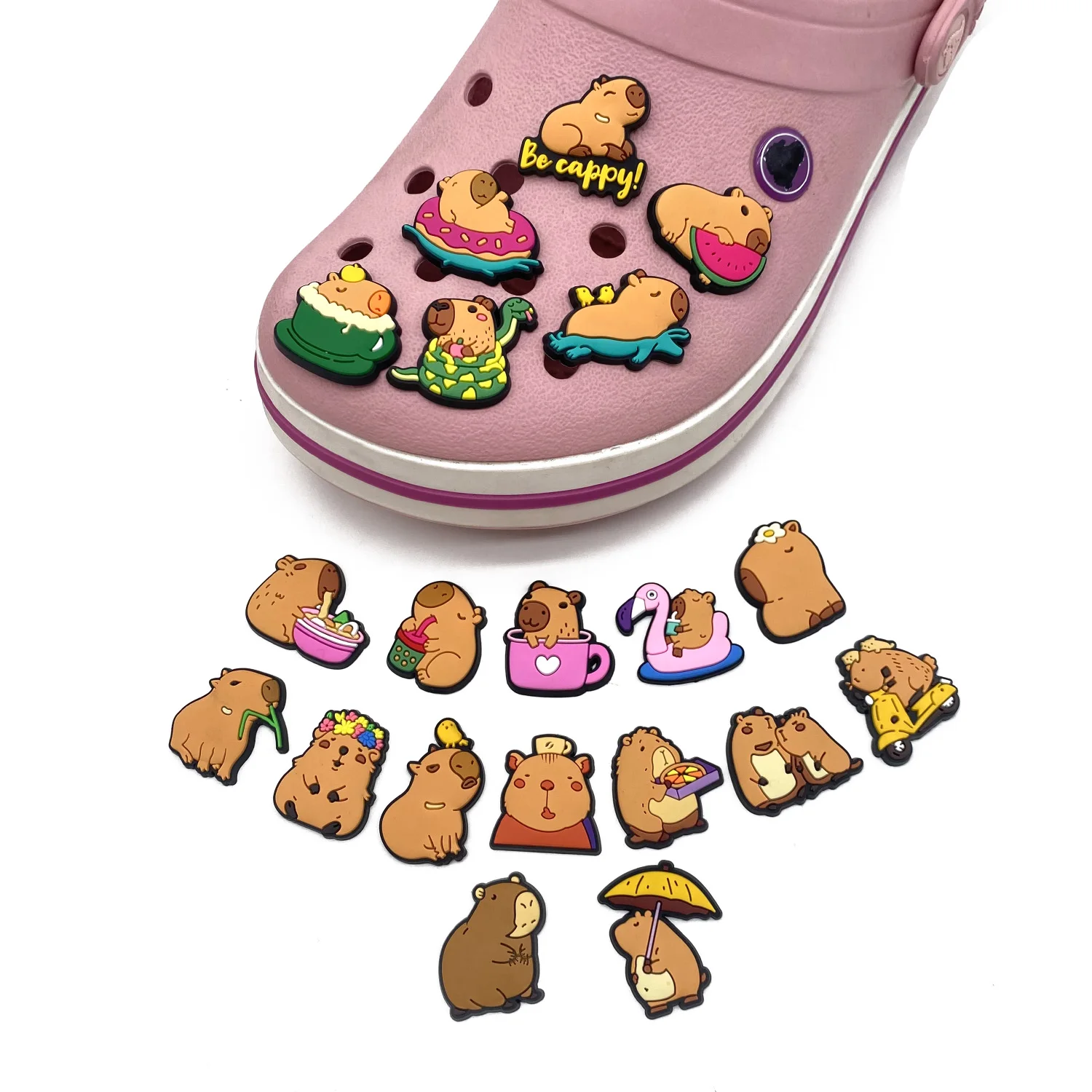 Capybara Animal Relax Funny Cartoon Cute Shoe Charms for Clogs Sandals Decoration Shoe Buckle for Friends Gifts