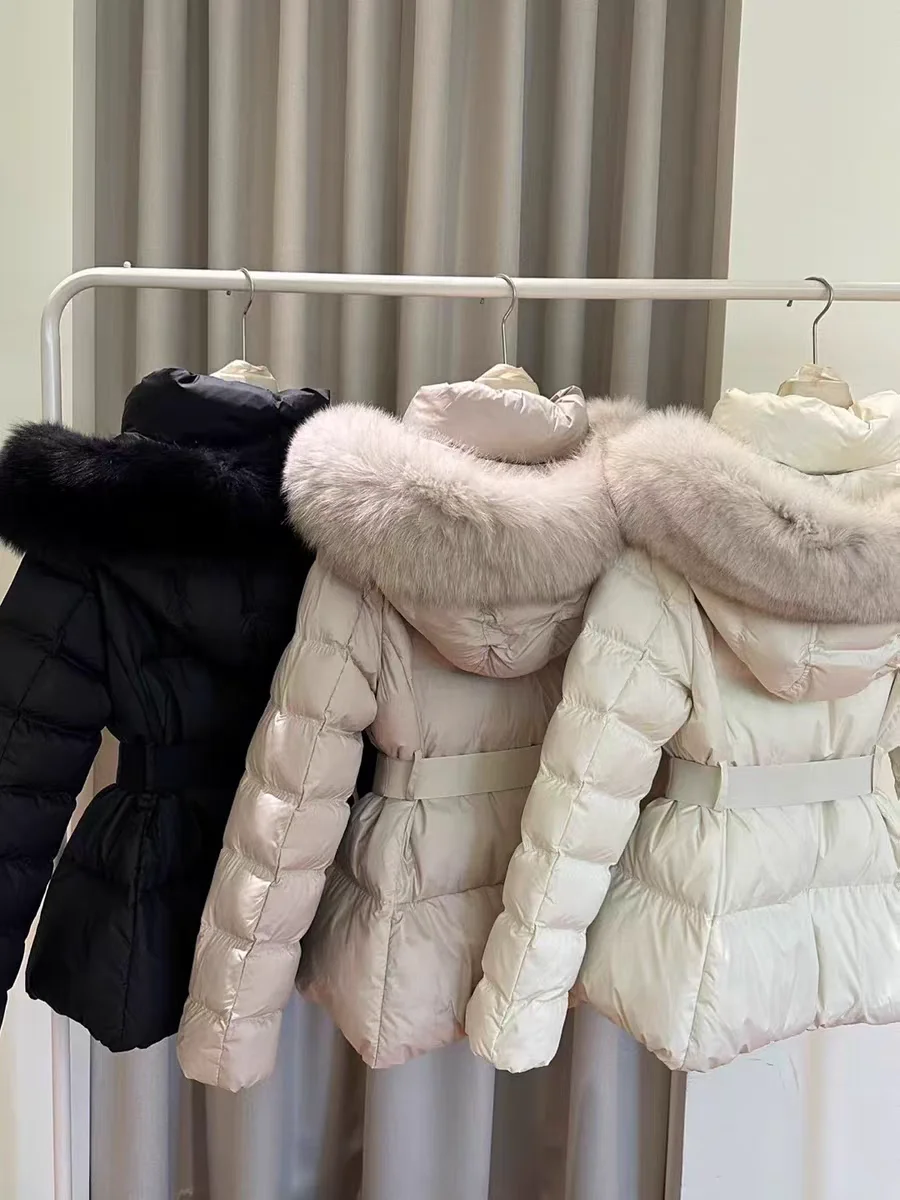 Korean New Winter Slim Waist Fitted Plus Size Thick Down Cotton Parkas Women Big Fur Collar Warm Coat Fashion Trendy Warm