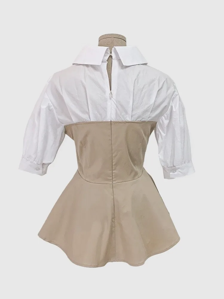 Женский летний облегающий топ Irt Fake из двух предметов Ne ort Sve Bubble Sve Color Blo Design, универсальный топ Sli