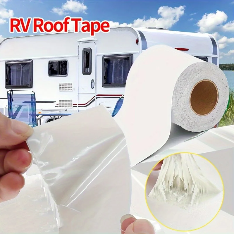 RV Sealant Tape White Waterproof Seal Tape - Weatherproof Sealant Roofing Tape for Roof Repair Camper Trailer Boat Sealing Leak