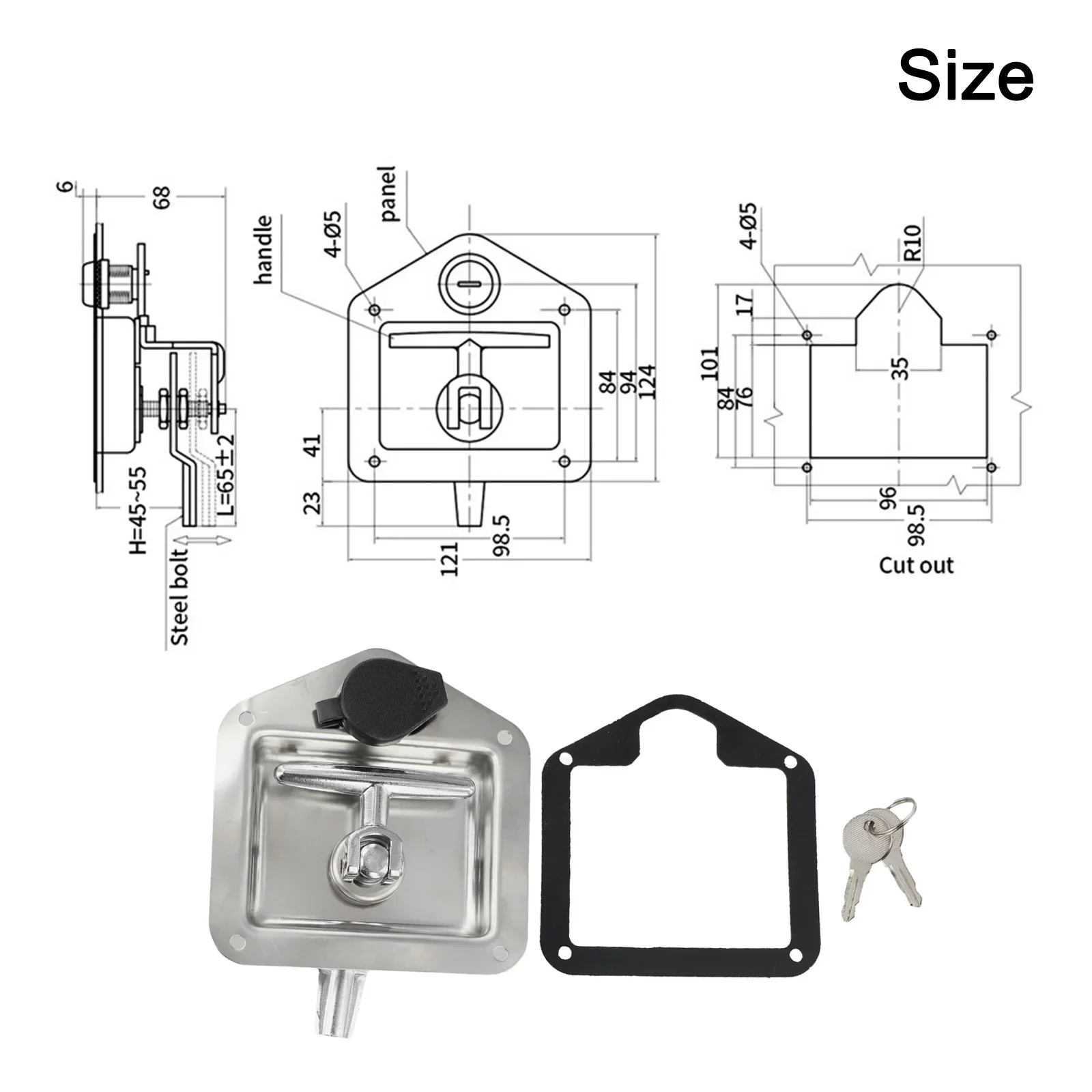 Compact Handle Lock Folding T-Handle Latch Outdoor Storage User Convenience Easy Installation High-grade Material