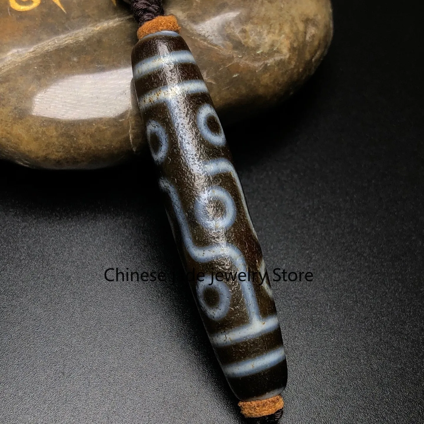 Rare Tibetan Buddhism Agate 9 Eyes Totem Dzi Bead Amulet Necklace Pendant Z3699