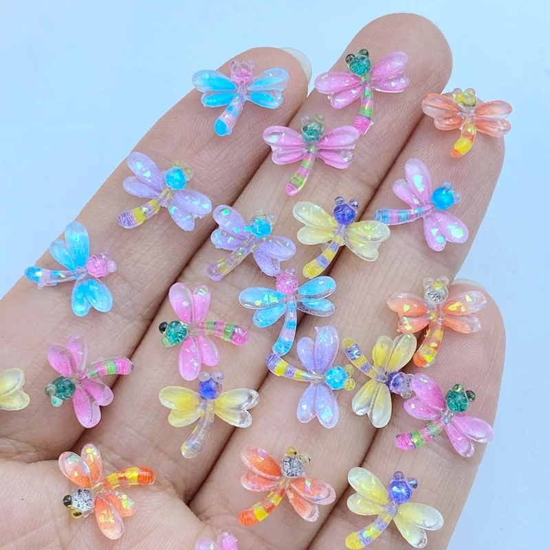 50pcs Resin Cute Colorful Dragonfly Gem Flatback Rhinestone Cartoon Small Dragonfly DIY Wedding Scrapbook for Nails Craft