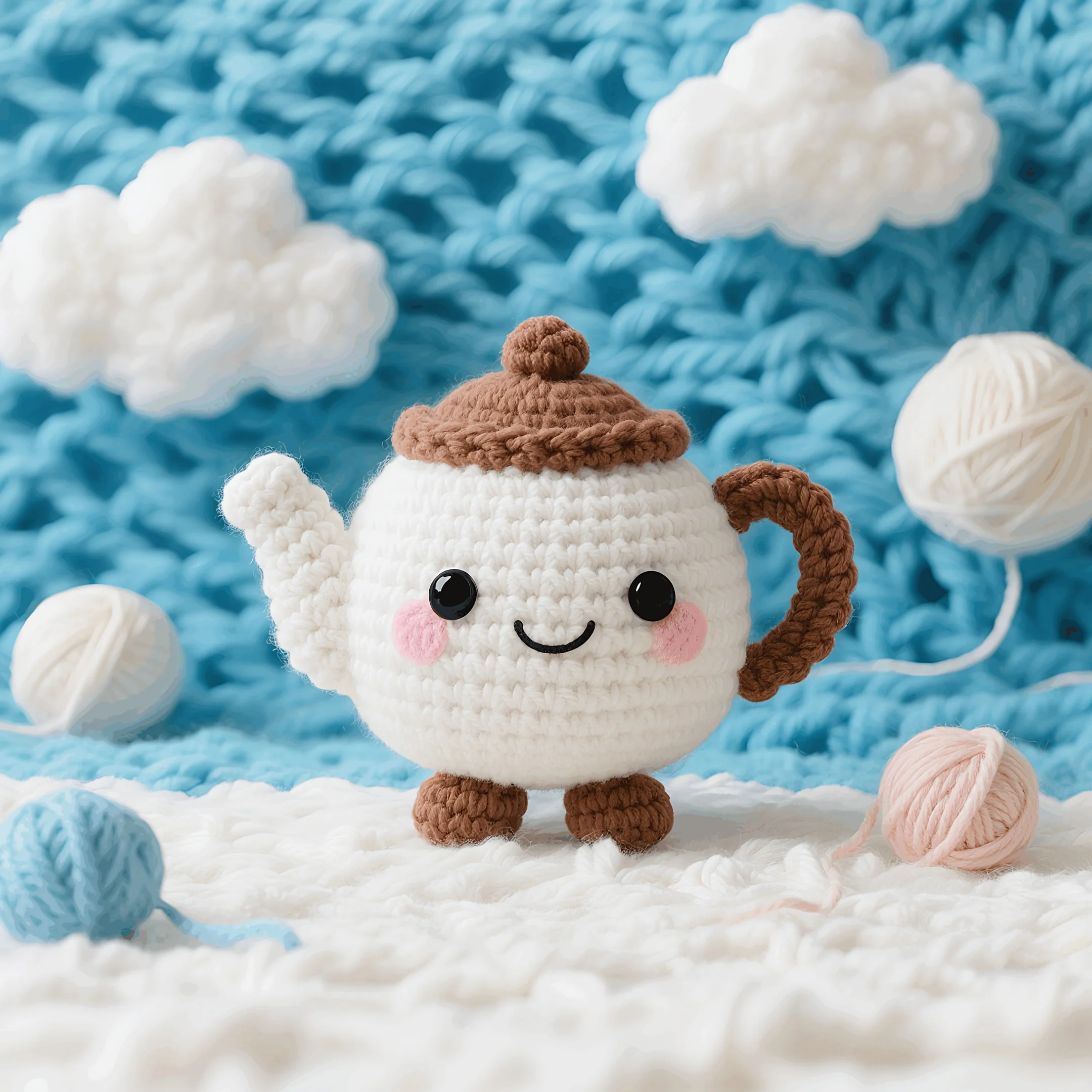 1pc Cute Teapot Crochet Kit, Amigurumi Knitting Kit And Yarn Craft Kits with Step-by-Step Video Tutorials And Instruction