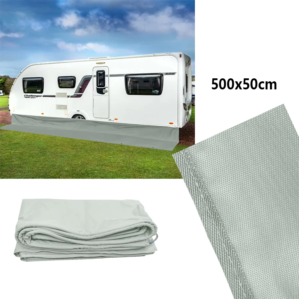 500cm Length Caravan Awning Draught Skirt 50cm Depth Wheel Arch Covers Sucker Side Skirting for Caravans - RV Camping Accessory