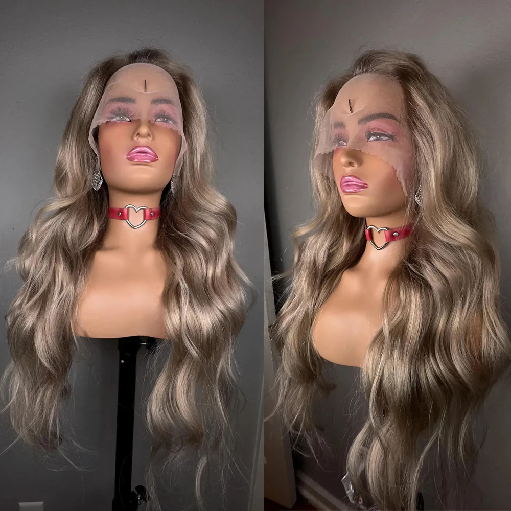 

Chinese Virgin Hair Full Lace Wig 13x6 Ash Blonde Highlights Body Wave Dark Roots Real Human Hair Wigs Lace Frontal Wigs on Sale