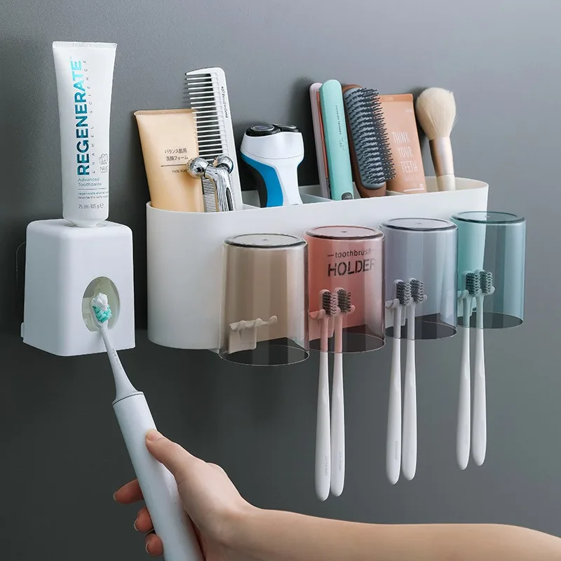 Toothbrush Holder Sends No Punch Paste Wall-mounted Shelf Set of Toothbrush Wash Cup Toothbrush Cup Mouthwash Cups