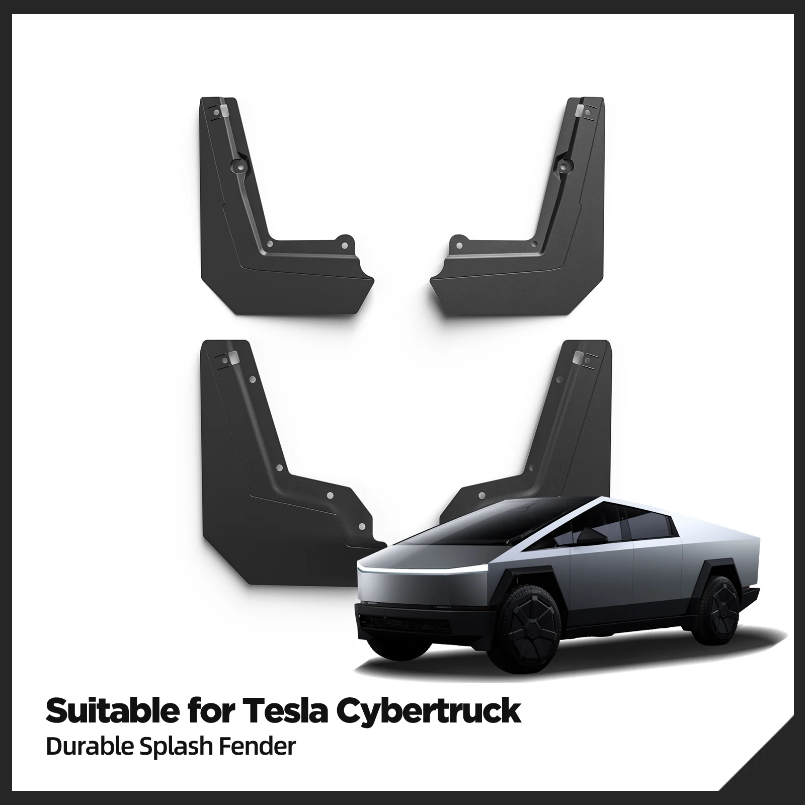 LUCKEASY For Tesla Cybertruck 2024-2025 Rear Wheel Mud Flaps Car Modification Accessories Splash Guard Mud Fenders Kit 4Pcs