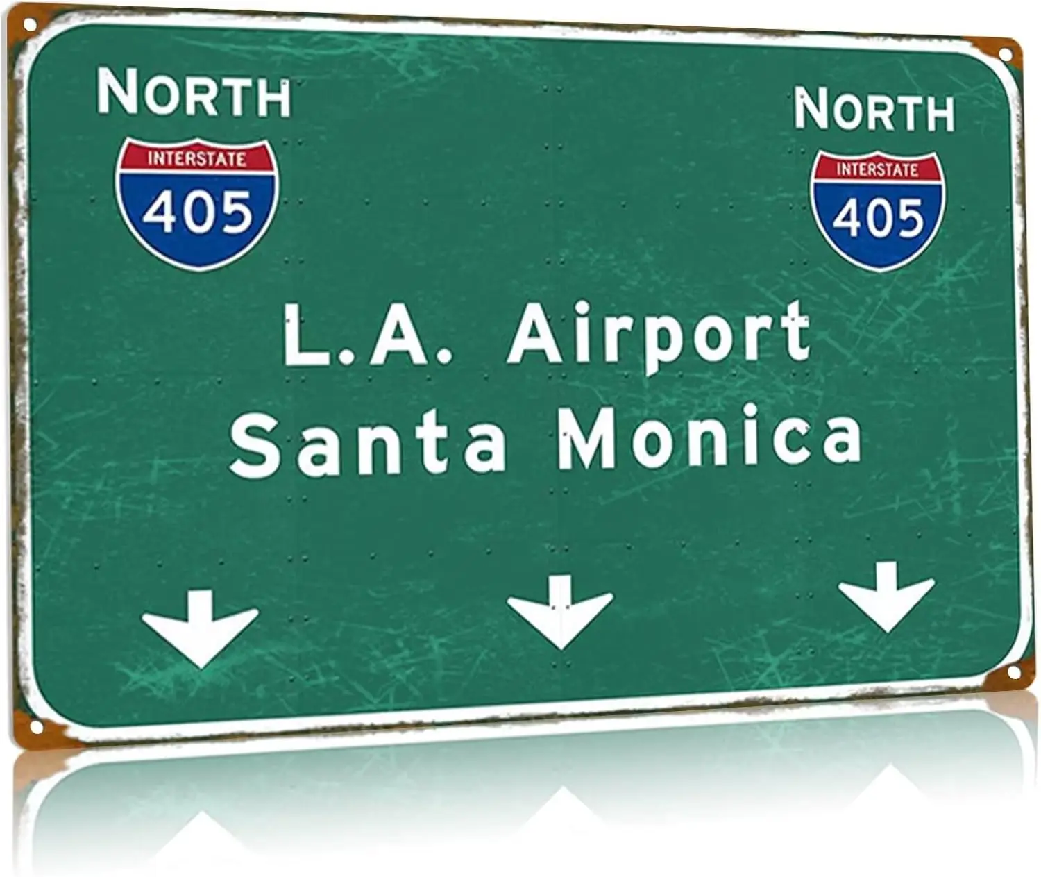 La Airport Road Metal Signs Santa Monica Interstate 405 Highway Sign Indication Tin Sign Airport Highway Bar Home Club Wall sign