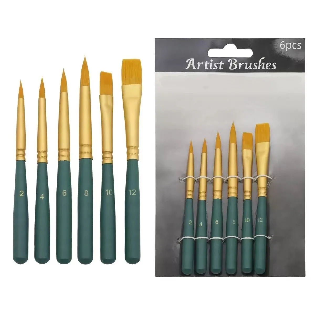6Pcs Fresh Mini Paint Brushes Set, Multi-Purpose Nylon Watercolor Brushes for Students, Art Painting School Office Art Supplies