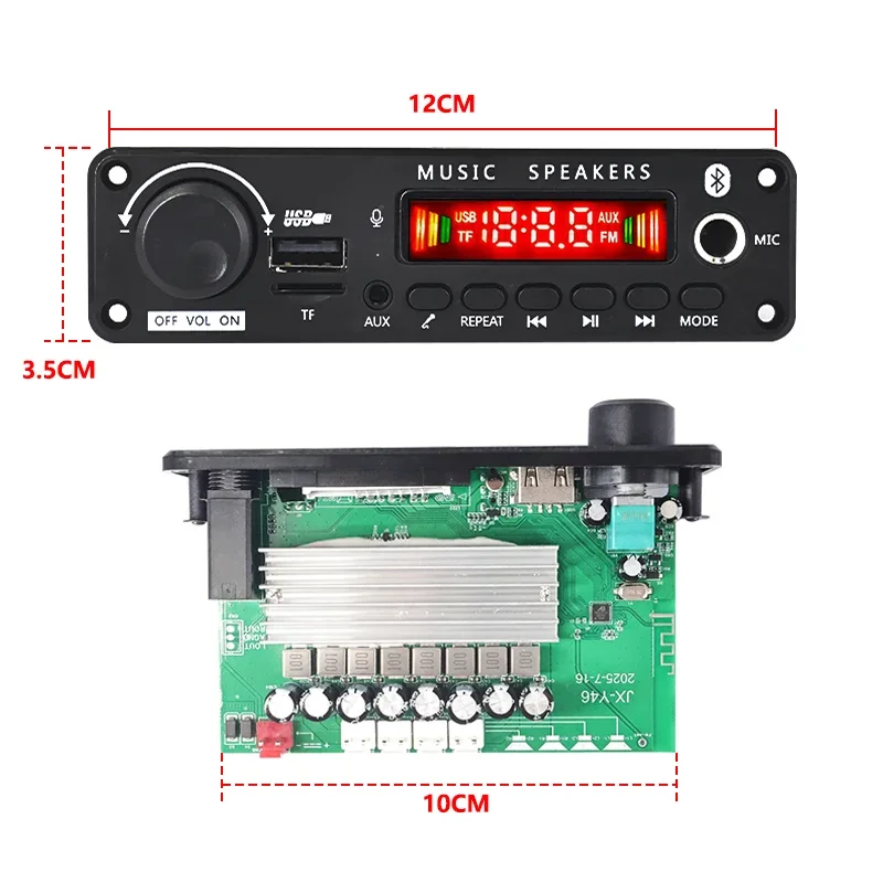 KEBIDU 400W Verstärker Auto MP3-Player Bluetooth Audio-Decoder-Board 8A 26V Freisprecheinrichtung DIY Musikplayer Mikrofon SB TF FM Lautstärkeregelung – Detail 7