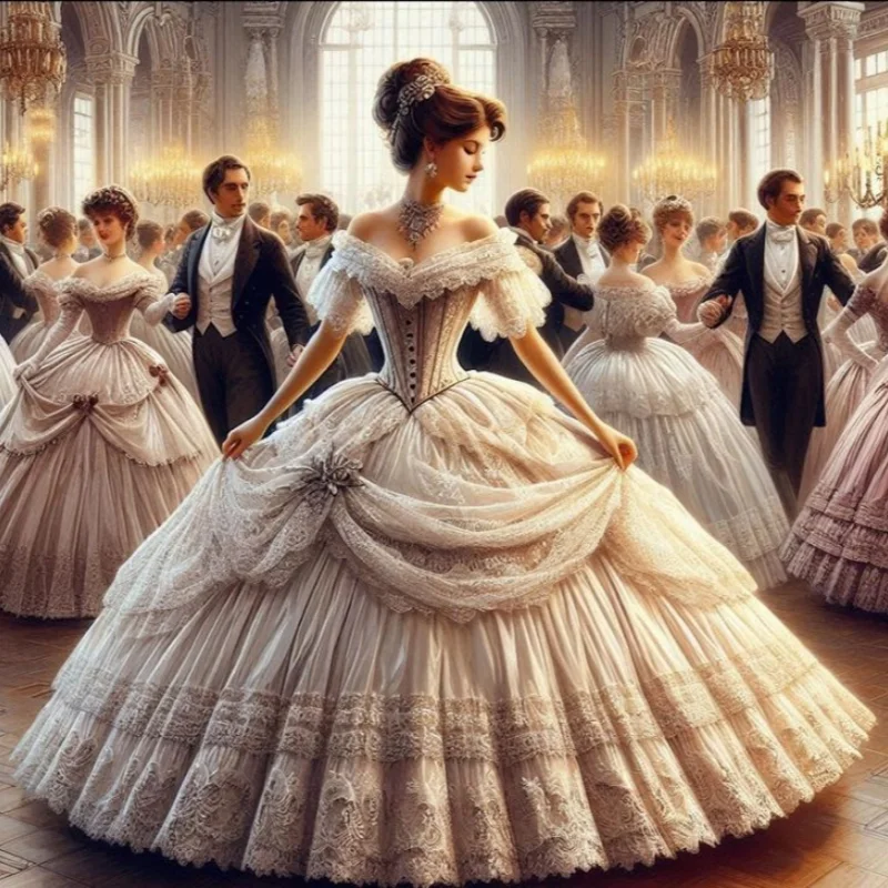 Vintage Victorian Gorgeous Wedding Dress Off Shoulder Lace Ruffles Corseted Delicate Heavy Pleated Bridal Gowns Customized