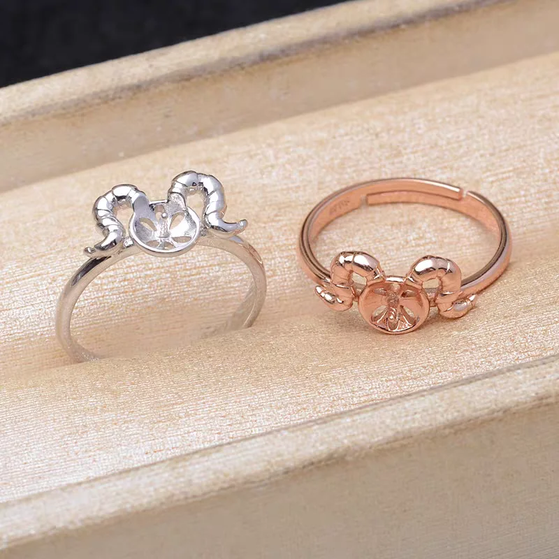 S925 Sterling Silver Adjustable Finger Ring Mountings Base Setting Findings Jewelry Components for 7-8mm Pearls 3pcs/lot