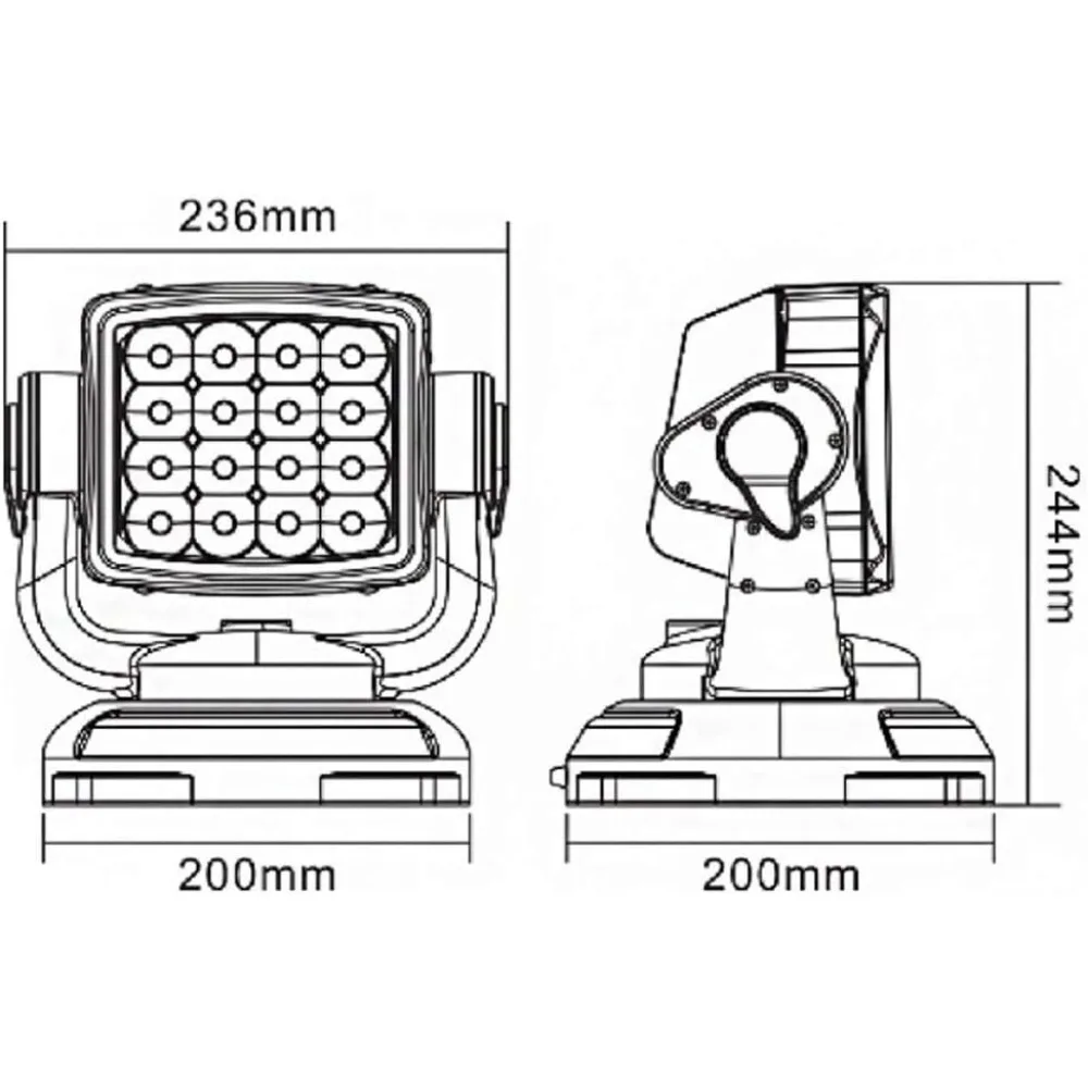 Spotlight LED Searchlight with Remote Control 360° Rotating Magnetic Base Easy Assembly Used for Car Truck Automatic Camping