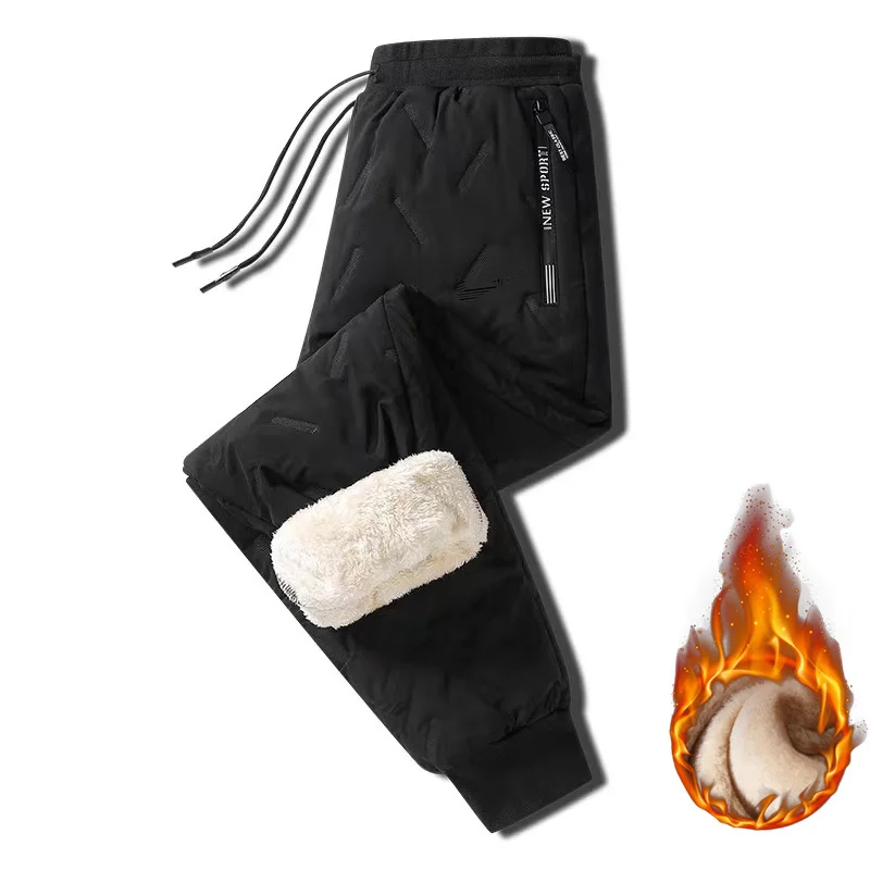 Winter sports pants for men, plush thick fleece sports pants, lamb fleece warm pants, casual pants, windproof warm cotton pants