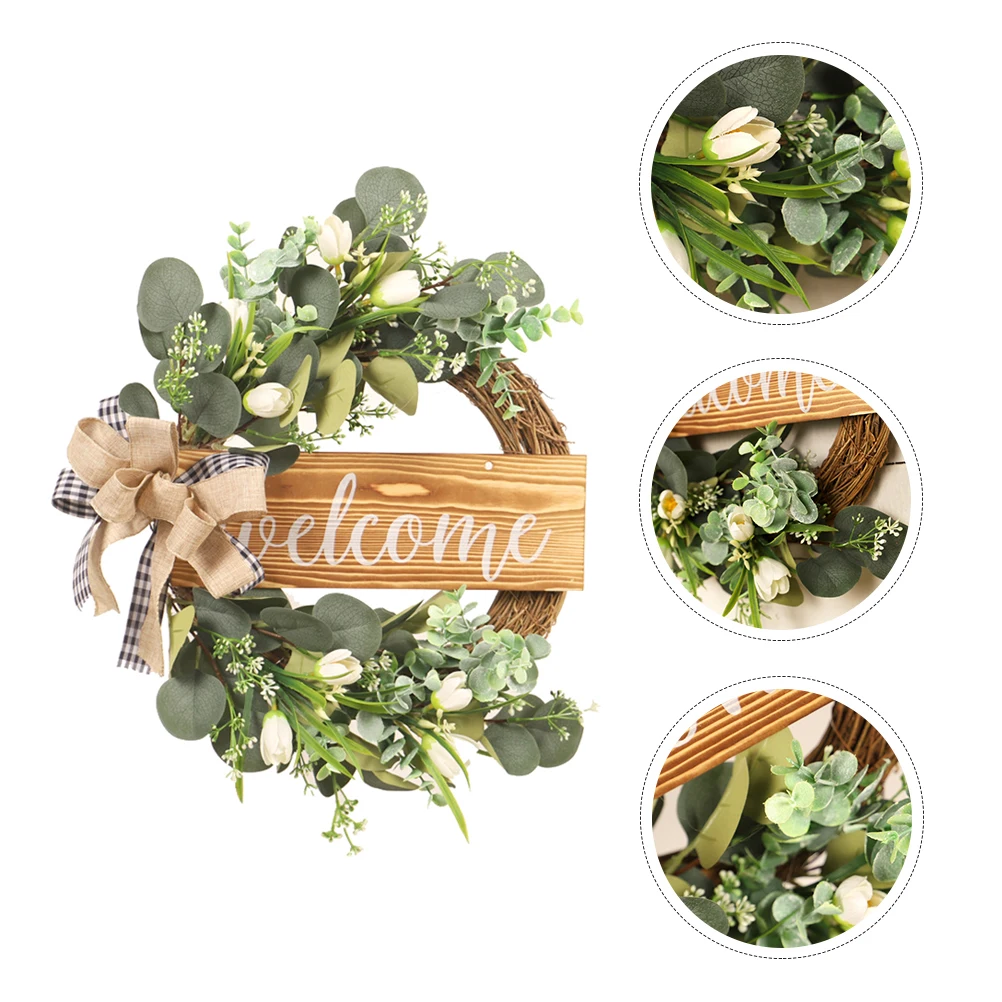 

Artificial Plants Green Silk Cloth Faux Wreaths for Front Door Simulated Wreath Decor Hanging Artificial Plant Fake
