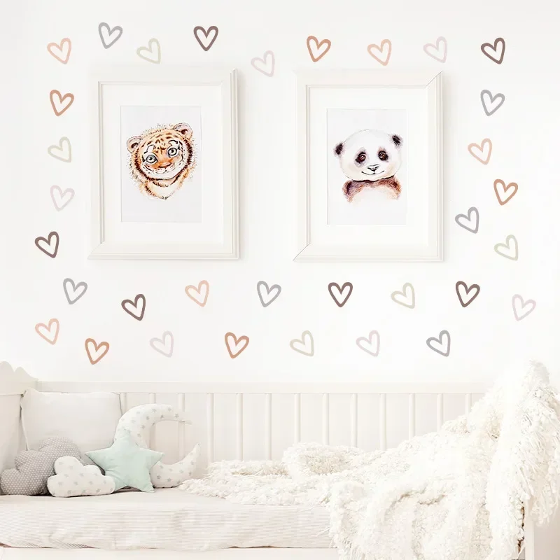 3 sheet Heart Shape Trendy Boho Style Wall Stickers Bohemian Wall Decals for Living Room Bedroom Nursery Room Kids Room