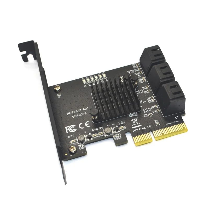 Imagem -02 - Sata Pci e Adaptador Portas Sata 3.0 para Pci Express x4 Placa de Expansão Sata3.0 Pcie Pci-e Sata Controlador para Hdd Asmedia Asm1166