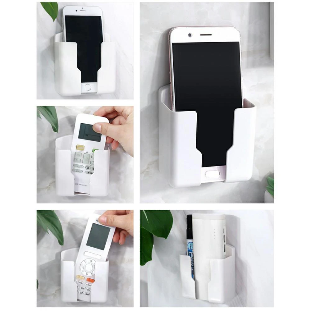 Universal White Air Conditioner Remote Control Mobile Phone Plug Holder Wall Mounted Box Storage For Air Conditioner TV