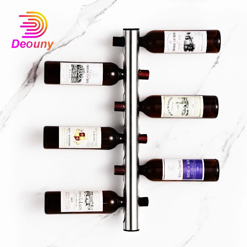 

DEOUNY Stainless Steel Wine Rack Wall-mounted Wine Bottle Rack Creative 8 Holes Household Storage Kitchen Bar Tools