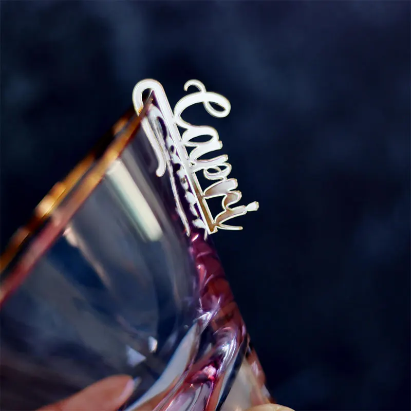 Personalized Acrylic Wedding Drink Charms Custom Champagne Glass Name Tags Bride Tribe Acrylic Drink Markers