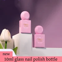10/30 Uds nuevas botellas de esmalte de uñas de vidrio vacías de 10ml botellas de Gel de uñas planas cuadradas rosas con tapa de cepillo herramienta de Arte de uñas de aceite de uñas