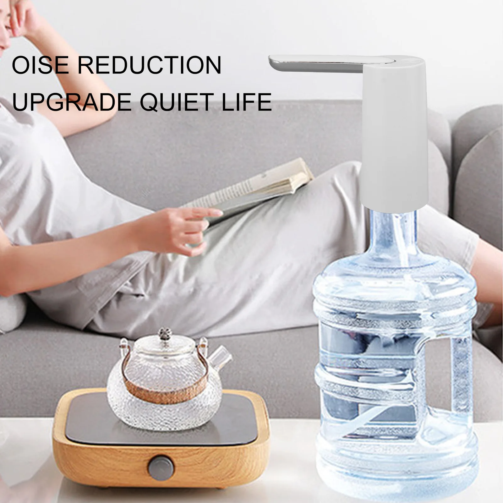 موزع زجاجات المياه 800 مللي أمبير في الساعة، شحن USB، مضخة مياه ذات استشعار تلقائي قابلة للتعديل للمياه المعبأة في زجاجات دلو عالمية