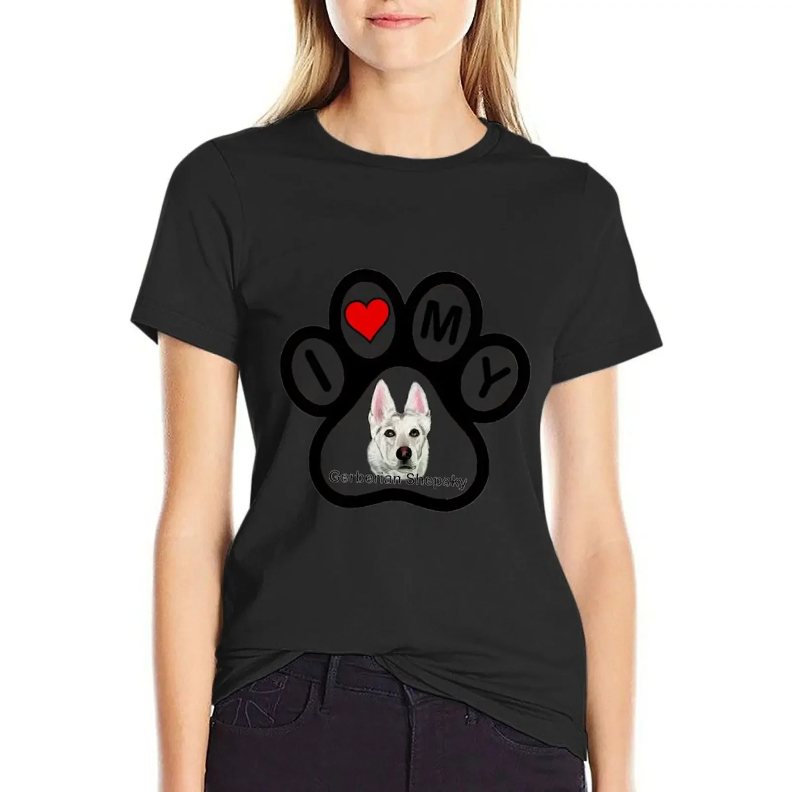 

I Love My Gerberian Shepsky! T-Shirt plus sizes Female clothing graphics cute tops t-shirts for Women cotton