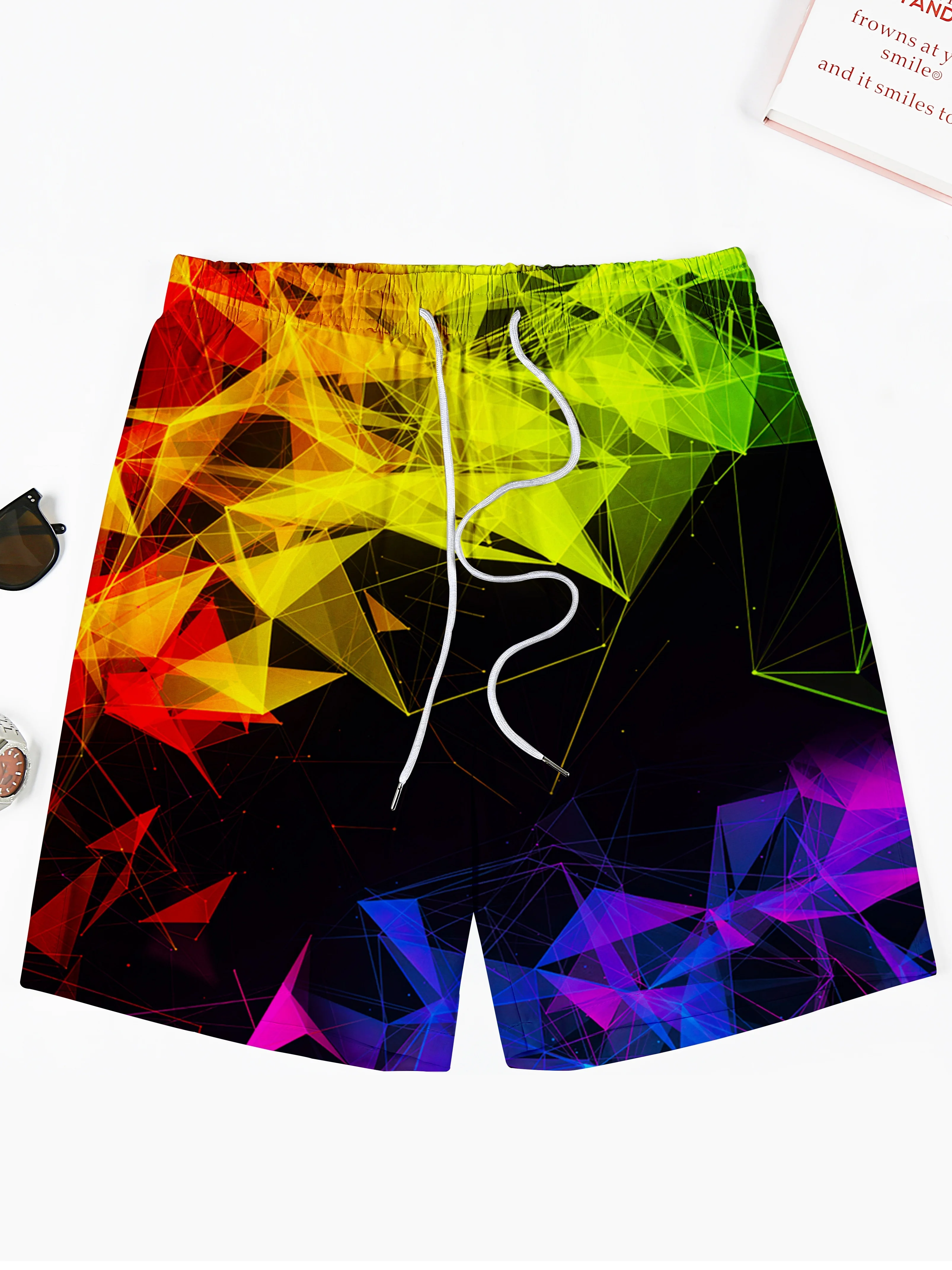 Men's Blue Neon Hexagon Print - Swim Trunk Quick Dry recension och pris