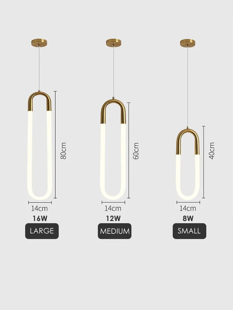 Imagem -05 - Clipe de Papel Estilo Led Pingente Luz 360 Graus em Forma de u Cor Ouro Pingente Lâmpada Quarto Pendurado Luzes Kithchen Luminárias