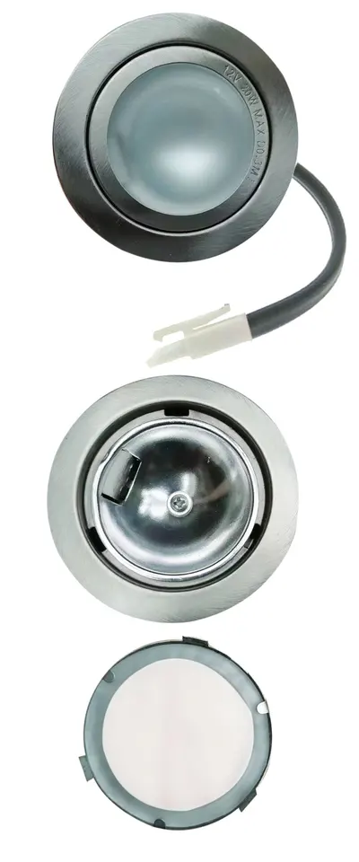 Uamtuce 2-Pack 20W Halogen G4 Under Cabinet Light – 50mm Hole, 12V AC, 200LM Warm White 2700K, Stainless Steel & Clear Glass