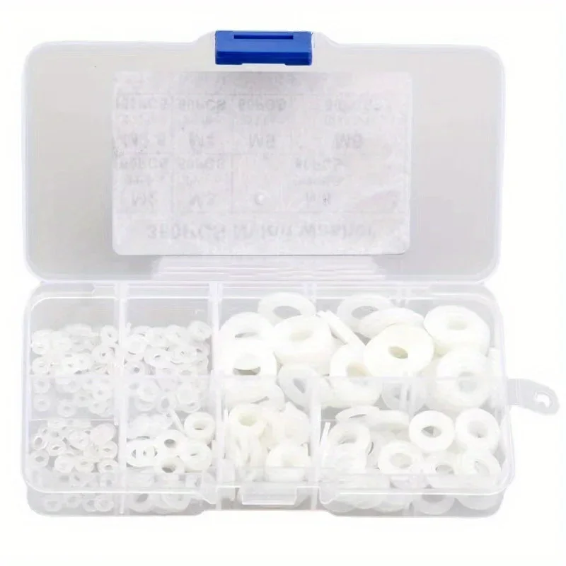 500pcs White Nylon Plastic Washer Assortment Set, Suitable For High Temperature And Dielectric Insulation,