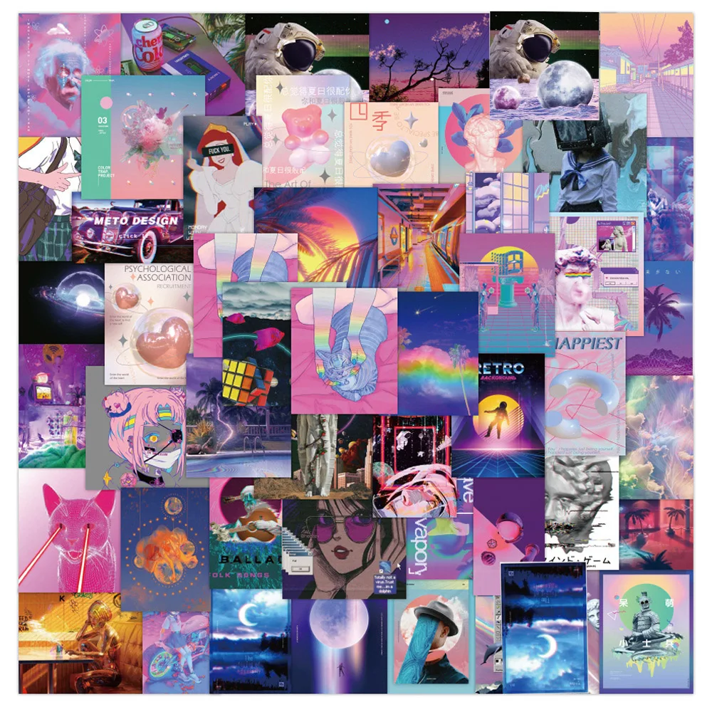 

10/30/50 шт крутые Ins Vaporwave граффити наклейки эстетические мультяшные наклейки DIY ноутбук телефон багажный дневник стикер для девочек и детей