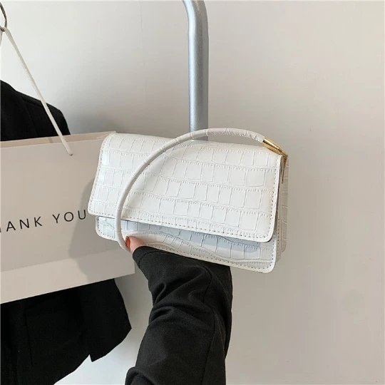 White Korea Serpentine Girl Woman Messenger Trend Shoulder Bags PU PVC Leather Women Lady Shining Handbag Purses MINI Small Bag